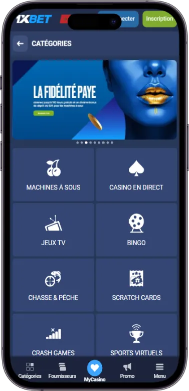 Catégories sur 1xBet