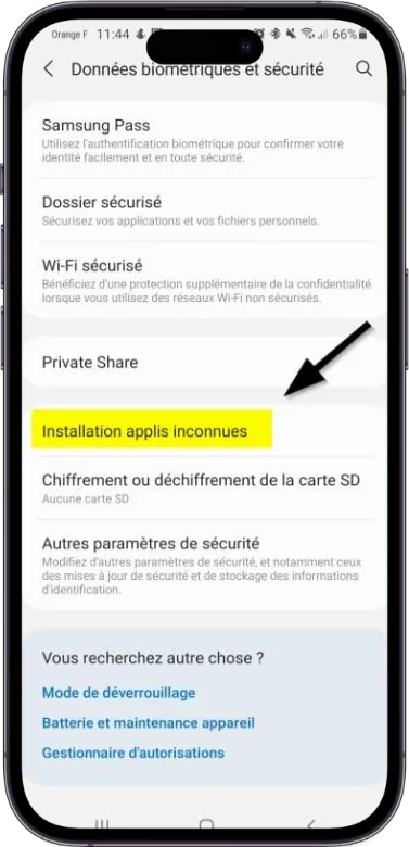 Autoriser les sources inconnues
